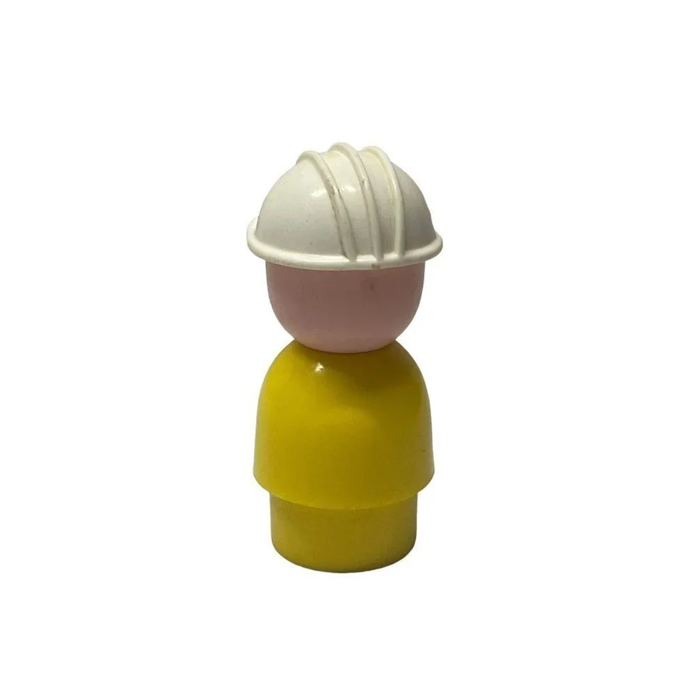 Vintage Fisher Price LITTLE PEOPLE Jumbo 3in Construction Worker